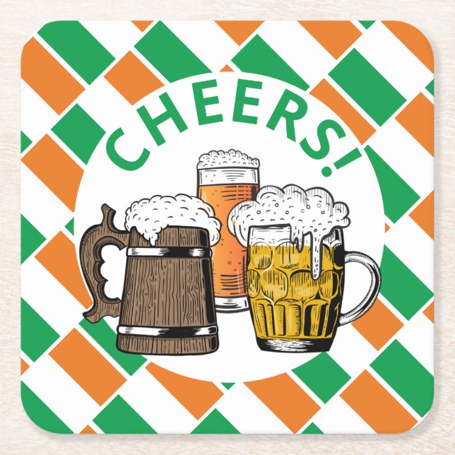 Posavasos Cuadrado De Papel Cerveza irlandesa FLAG (Anverso)