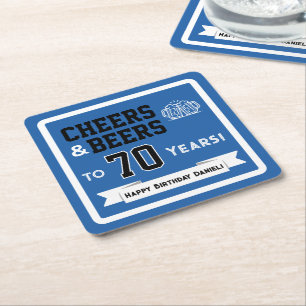 Posavasos Cuadrado De Papel Cervezas y Cheers con tema deportivo Fiesta de Cum
