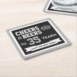 Posavasos Cuadrado De Papel Cervezas y Cheers con tema deportivo Fiesta de Cum
