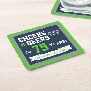 Posavasos Cuadrado De Papel Cervezas y Cheers con tema deportivo Fiesta de Cum
