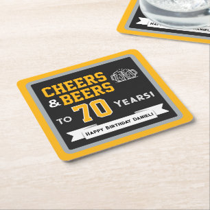 Posavasos Cuadrado De Papel Cervezas y Cheers con tema deportivo Fiesta de Cum