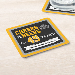 Posavasos Cuadrado De Papel Cervezas y Cheers con tema deportivo Fiesta de Cum