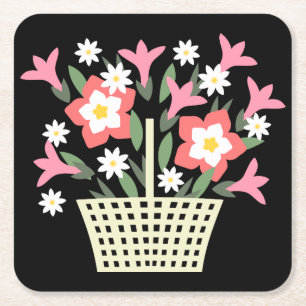 Posavasos Cuadrado De Papel Cesta de flores