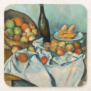 Posavasos Cuadrado De Papel Cesta de manzanas de Paul Cezanne Vida muerta vint