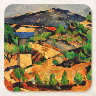 Posavasos Cuadrado De Papel Cezanne - Montañas vistas desde l'Estaque