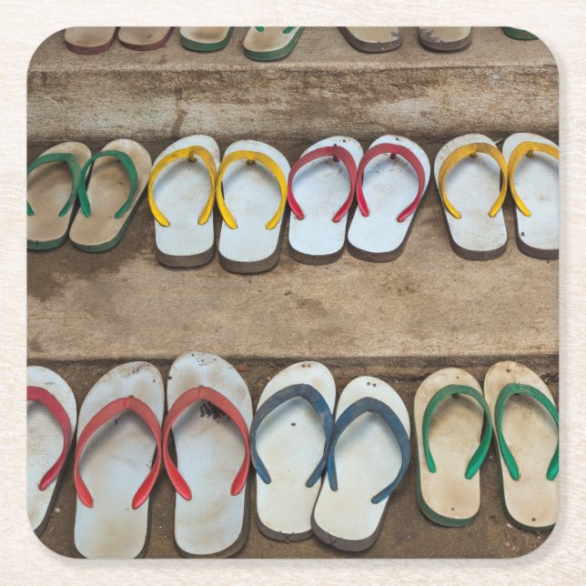 Posavasos Cuadrado De Papel Chanclas (Anverso)
