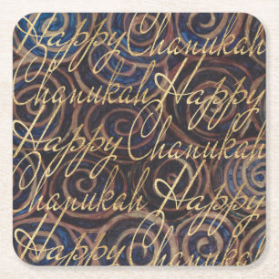Posavasos Cuadrado De Papel Chanukah Spinning Golds