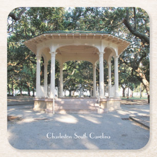 Posavasos Cuadrado De Papel Charleston Carolina del Sur, Gazebo, batería