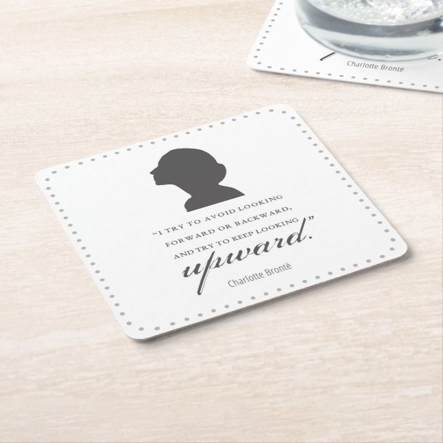 Posavasos Cuadrado De Papel Charlotte Bronte - Sigue Mirando Hacia Arriba - Bl (En perspectiva)