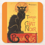 Posavasos Cuadrado De Papel Chat Noir Steinlen Belle Epoque Vintage Art<br><div class="desc">Dibujo publicitario del ilustrador francés Théophile Alexandre Steinlen</div>