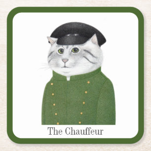 Posavasos Cuadrado De Papel CHAUFFEUR CAT Cuadrado de papel Astras + Texto