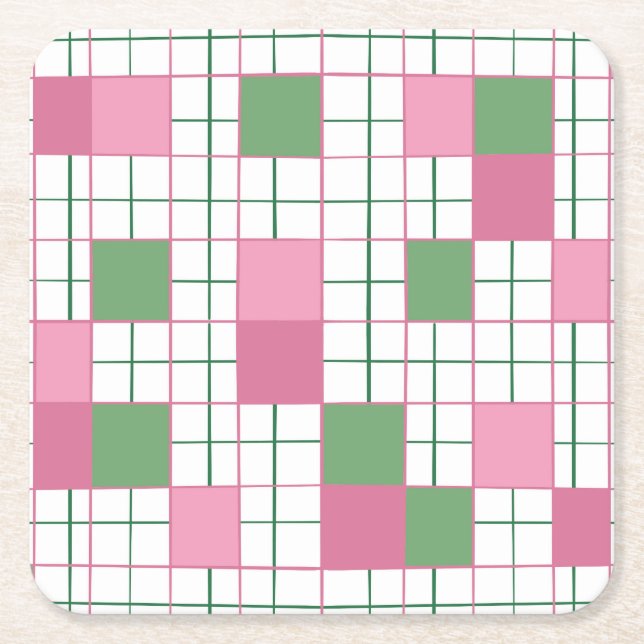 Posavasos Cuadrado De Papel Checkered Coaster (Anverso)