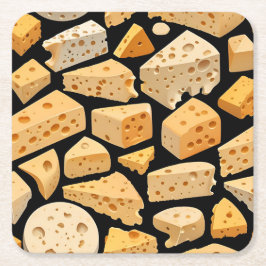 Posavasos Cuadrado De Papel Cheese Pieces With Natural Holes Cute Pattern