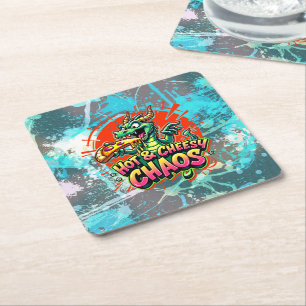 Posavasos Cuadrado De Papel Cheesy Dragon Delight