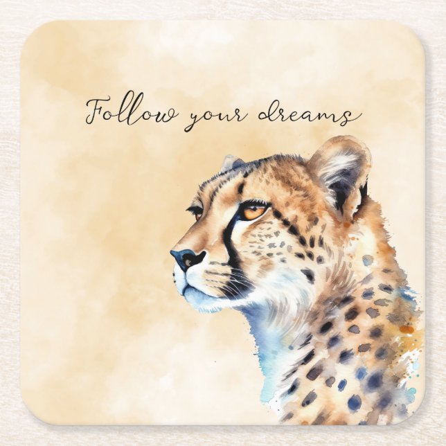 Posavasos Cuadrado De Papel Cheetah (Anverso)