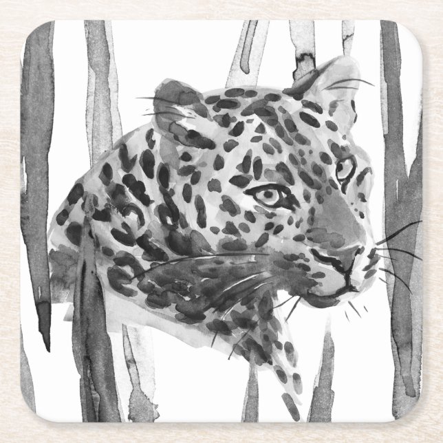 Posavasos Cuadrado De Papel Cheetah Portrait (Anverso)