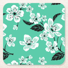 POSAVASOS CUADRADO DE PAPEL CHERRY BLOSSOM - SAKURA (MINT)