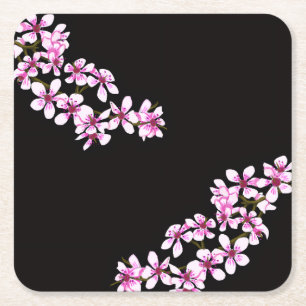 Posavasos Cuadrado De Papel cherry flowers