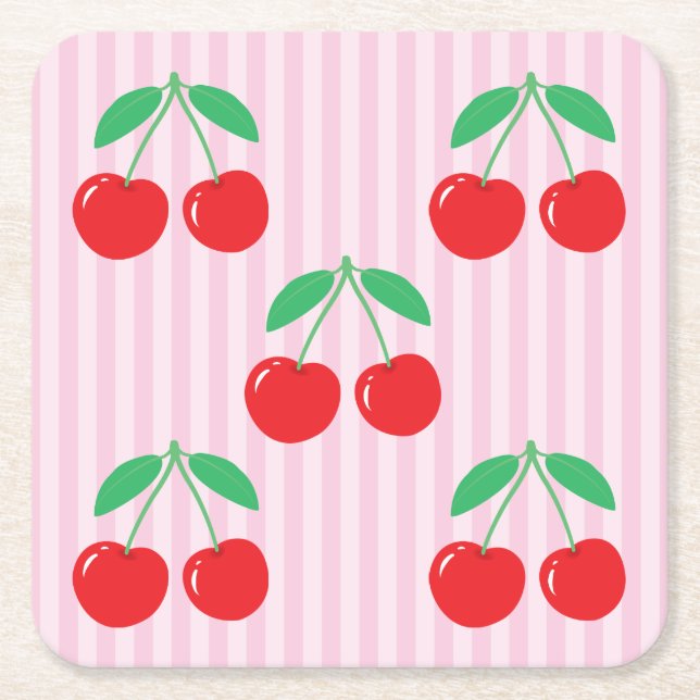 Posavasos Cuadrado De Papel Cherry Paper Square Coasters (Anverso)