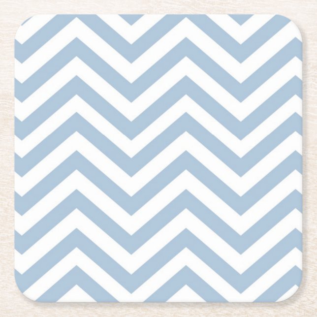 Posavasos Cuadrado De Papel Chevron texturizado Grunge azul claro (Anverso)
