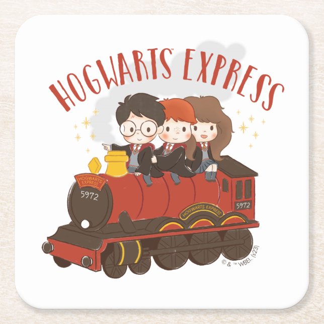 Posavasos Cuadrado De Papel Chibi HOGWARTS EXPRESS™ Ride (Anverso)