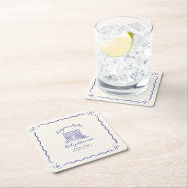 Posavasos Cuadrado De Papel Chic Bonjour bebe baby shower