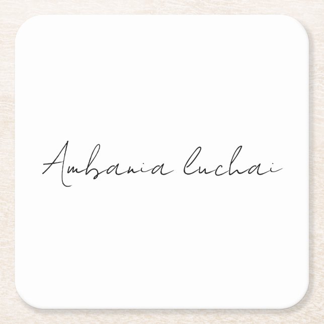 Posavasos Cuadrado De Papel Chic White Calligraphy Creative Square Coaster (Anverso)