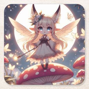 Posavasos Cuadrado De Papel Chica Anime Pixie Hippie Luna Hada