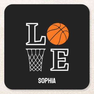 Posavasos Cuadrado De Papel Chica de Baloncesto, Chica de Baloncesto Cumpleaño