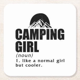 Posavasos Cuadrado De Papel Chica de camping Ideas de regalo de carpas de ca