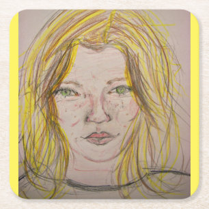 Posavasos Cuadrado De Papel Chica de modelo