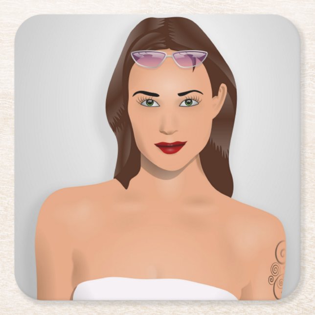 POSAVASOS CUADRADO DE PAPEL CHICA DE SUMMER (Anverso)