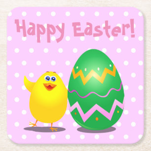 Posavasos Cuadrado De Papel Chica divertida de Pascua