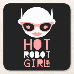 Posavasos Cuadrado De Papel Chica robot caliente
