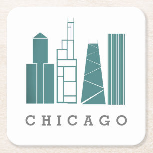 Posavasos Cuadrado De Papel Chicago Coaster