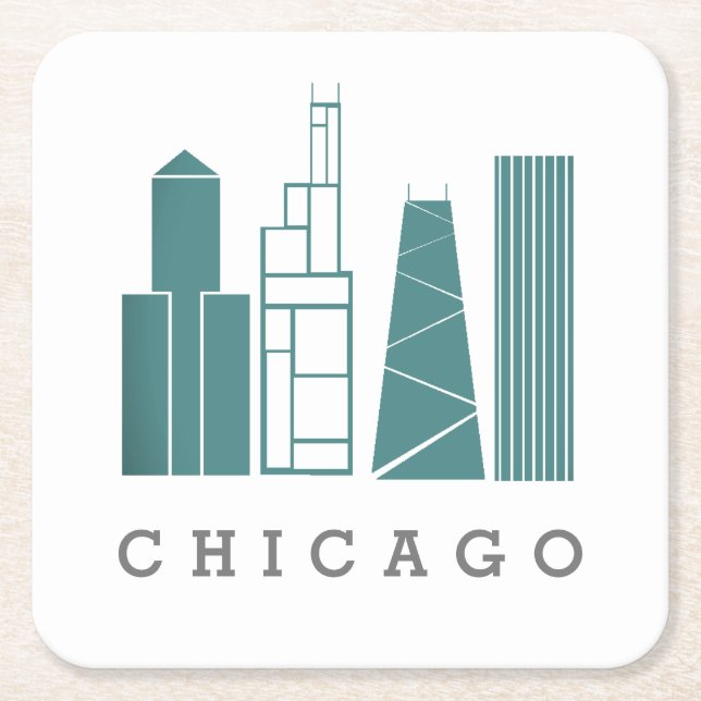 Posavasos Cuadrado De Papel Chicago Coaster (Anverso)
