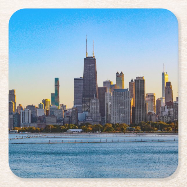 Posavasos Cuadrado De Papel Chicago en la montaña rusa (Anverso)