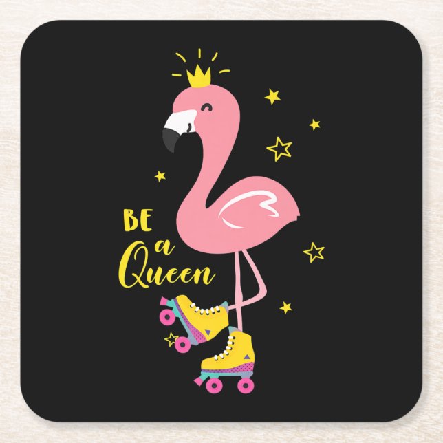 Posavasos Cuadrado De Papel Chicas de Patinaje Infantil Be A Queen Pink (Anverso)