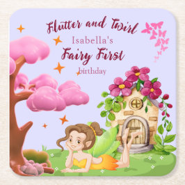 Posavasos Cuadrado De Papel Chicas Fairy First Fairytale Mushroom Butterfly