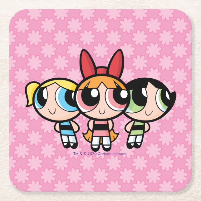 Posavasos Cuadrado De Papel Chicas Powerpuff: azúcar, especias y todo bueno (Anverso)
