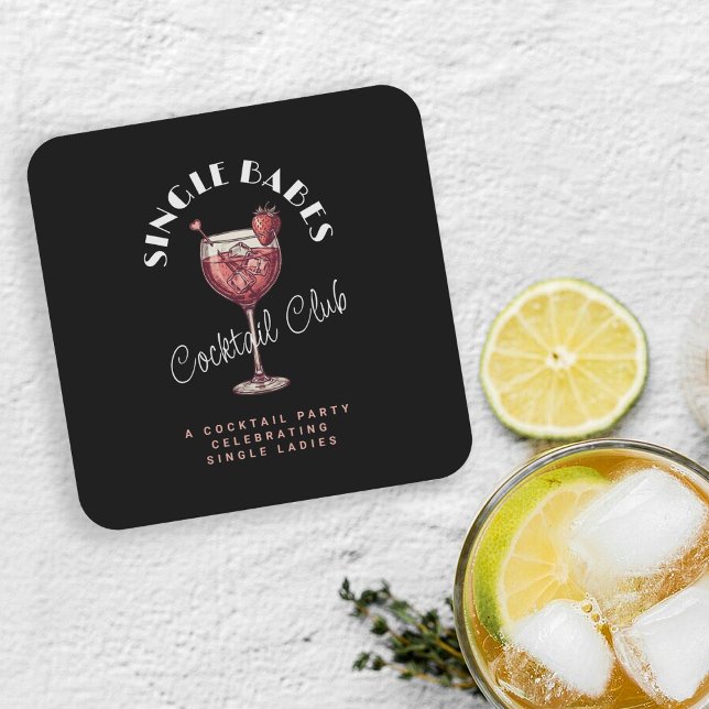 Posavasos Cuadrado De Papel Chicas solteras noche de chicas cóctel rosa (Subido por el creador)