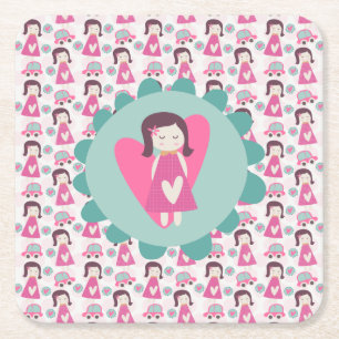 Posavasos Cuadrado De Papel Chicas yendo a lugares