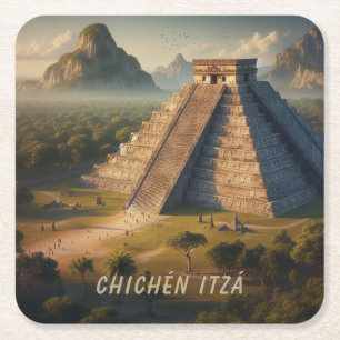 Posavasos Cuadrado De Papel Chichén Itzá Yucatán México Paisaje Viaje