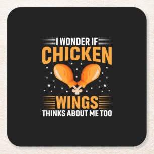 Posavasos Cuadrado De Papel Chicken Lover Ala de pollo