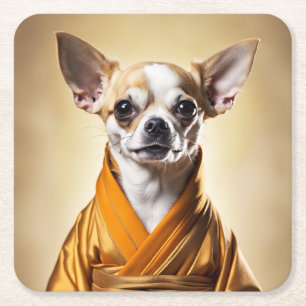 Posavasos Cuadrado De Papel Chihuahua budista