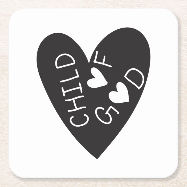 Posavasos Cuadrado De Papel Child of God Black Heart (Anverso)