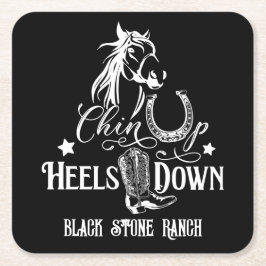 Posavasos Cuadrado De Papel Chin up hete abajo el vaquero vaquero que monta