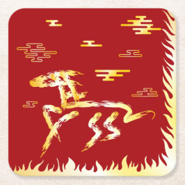 Posavasos Cuadrado De Papel Chinese Lunar New Year of the Horse 2026 4724 Fire