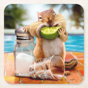 Posavasos Cuadrado De Papel Chipmunk con lima