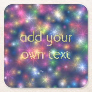 Posavasos Cuadrado De Papel Chispas Coloridas Estrellas Brillantes Galaxia Per